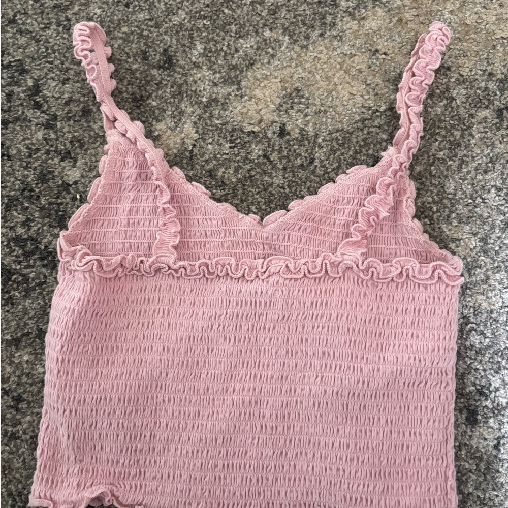 Hollister Pink Smocked Ruffled Camisole